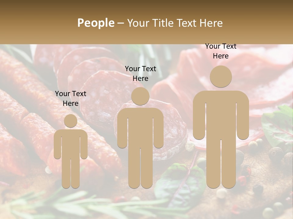 A Wooden Cutting Board Topped With Different Types Of Sausages PowerPoint Template