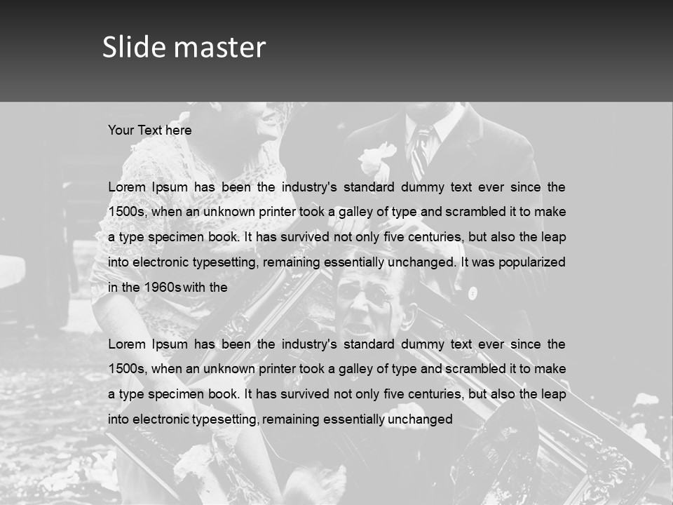 A Black And White Photo Of A Man Holding A Picture Frame PowerPoint Template