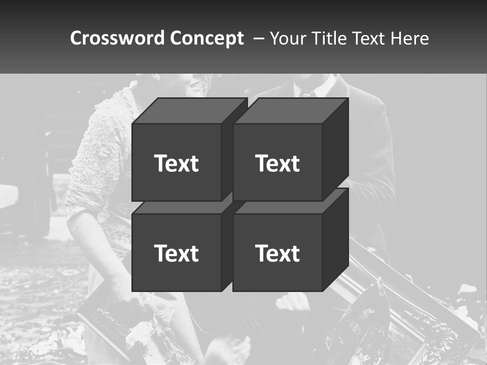 A Black And White Photo Of A Man Holding A Picture Frame PowerPoint Template