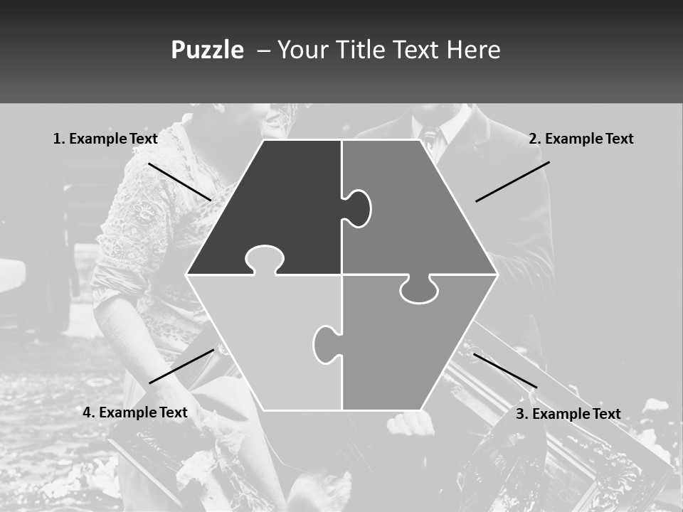 A Black And White Photo Of A Man Holding A Picture Frame PowerPoint Template