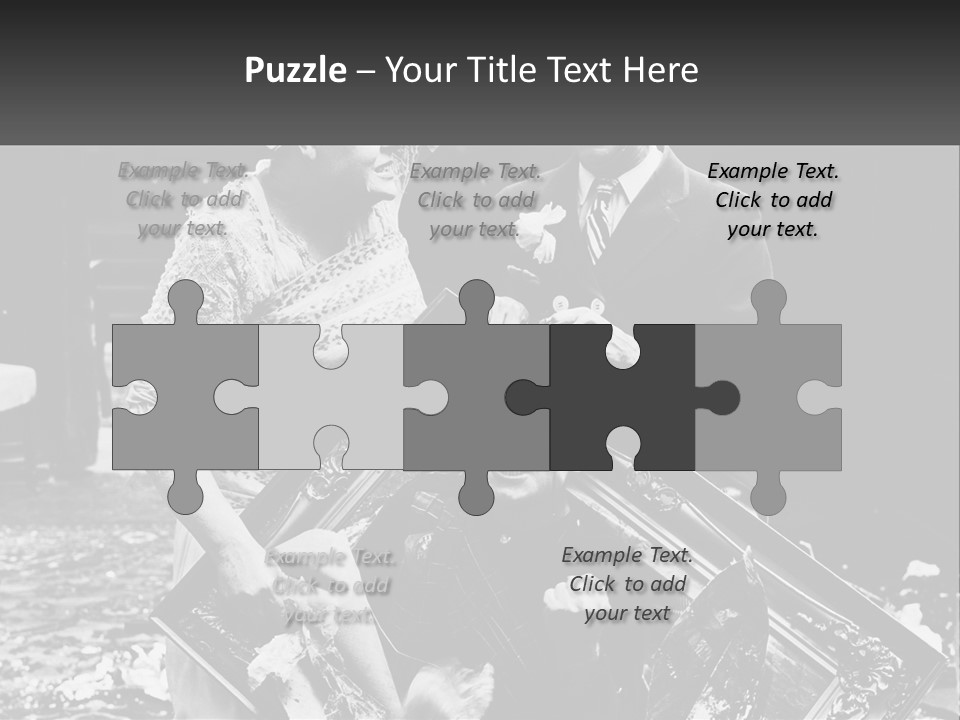 A Black And White Photo Of A Man Holding A Picture Frame PowerPoint Template