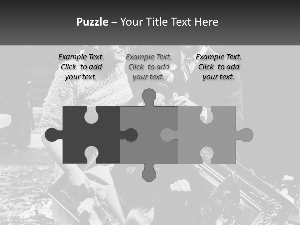 A Black And White Photo Of A Man Holding A Picture Frame PowerPoint Template