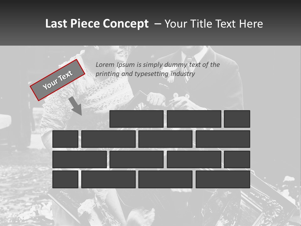 A Black And White Photo Of A Man Holding A Picture Frame PowerPoint Template