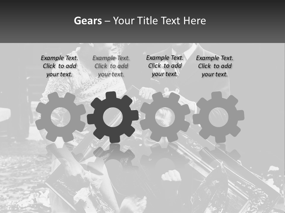 A Black And White Photo Of A Man Holding A Picture Frame PowerPoint Template