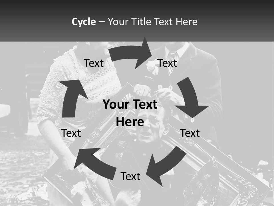 A Black And White Photo Of A Man Holding A Picture Frame PowerPoint Template