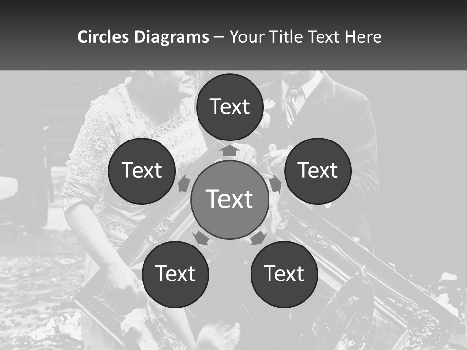 A Black And White Photo Of A Man Holding A Picture Frame PowerPoint Template