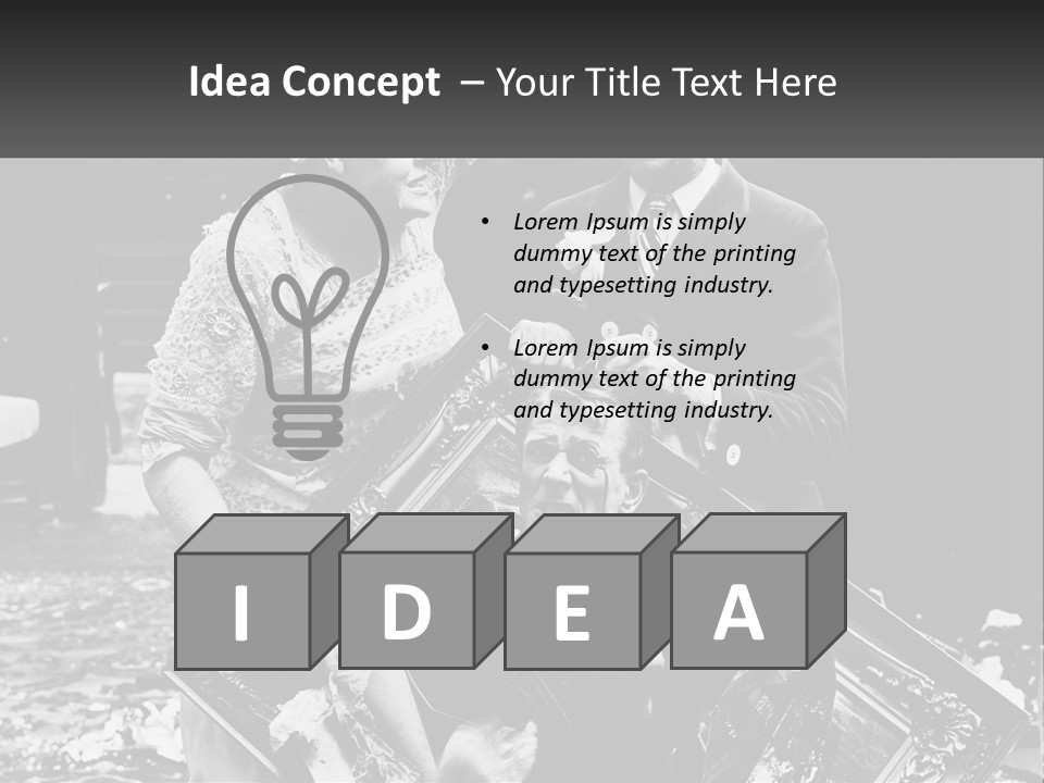 A Black And White Photo Of A Man Holding A Picture Frame PowerPoint Template