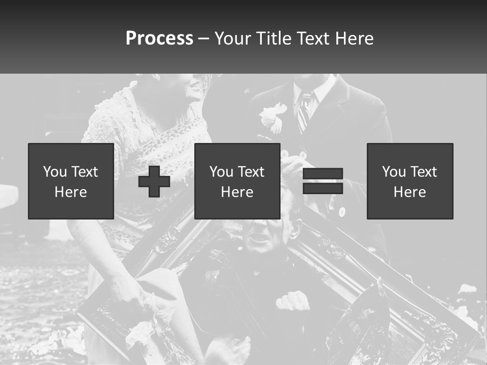 A Black And White Photo Of A Man Holding A Picture Frame PowerPoint Template
