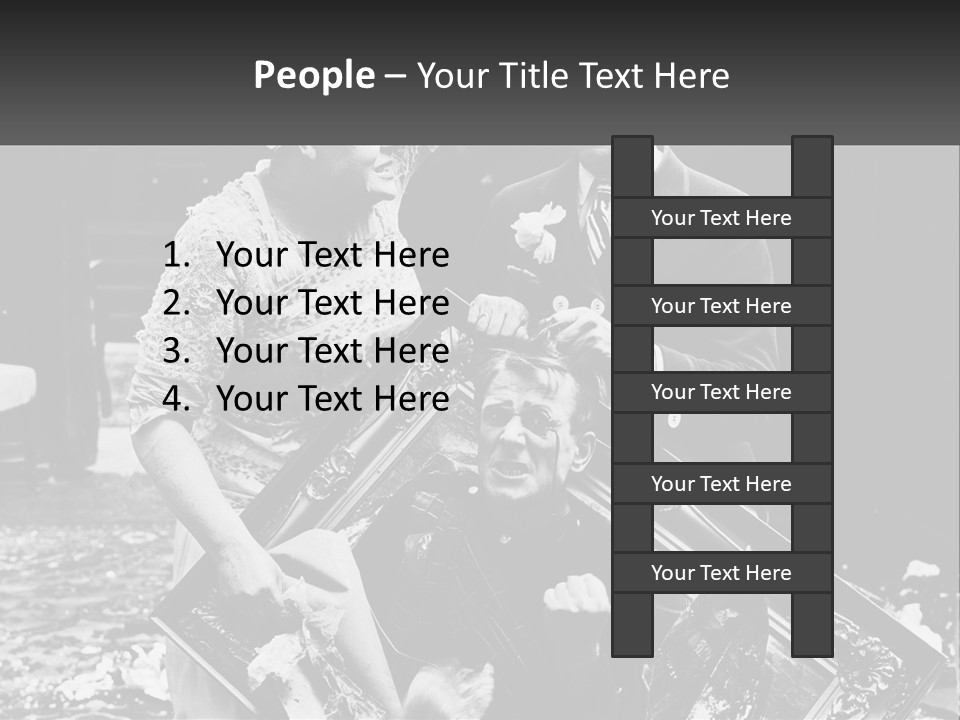 A Black And White Photo Of A Man Holding A Picture Frame PowerPoint Template