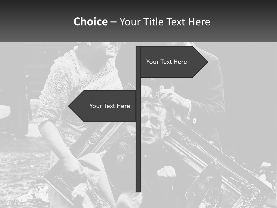 A Black And White Photo Of A Man Holding A Picture Frame PowerPoint Template