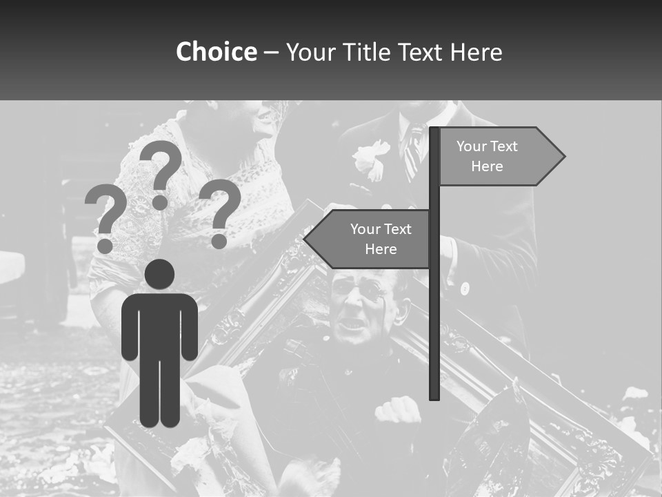 A Black And White Photo Of A Man Holding A Picture Frame PowerPoint Template