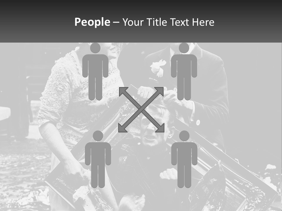 A Black And White Photo Of A Man Holding A Picture Frame PowerPoint Template