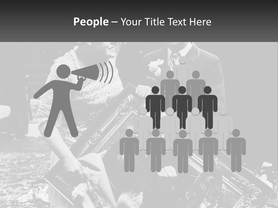 A Black And White Photo Of A Man Holding A Picture Frame PowerPoint Template