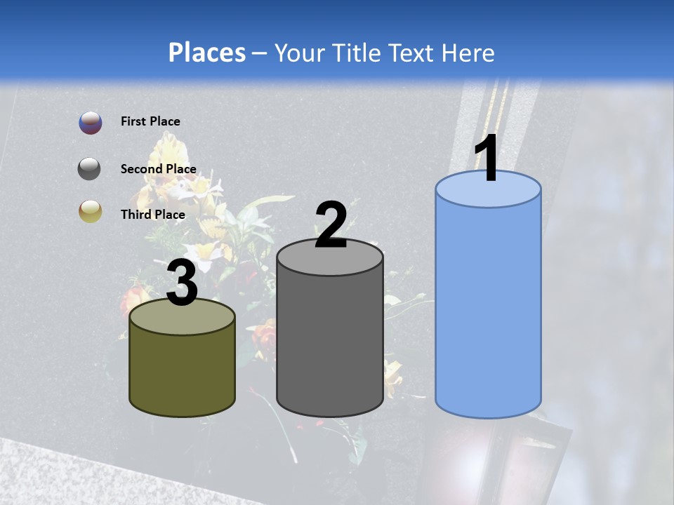 A Cemetery With Flowers And A Cross On It PowerPoint Template
