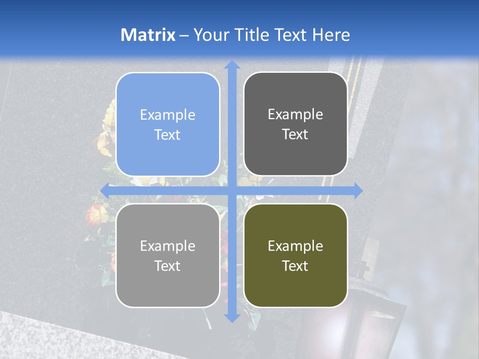 A Cemetery With Flowers And A Cross On It PowerPoint Template