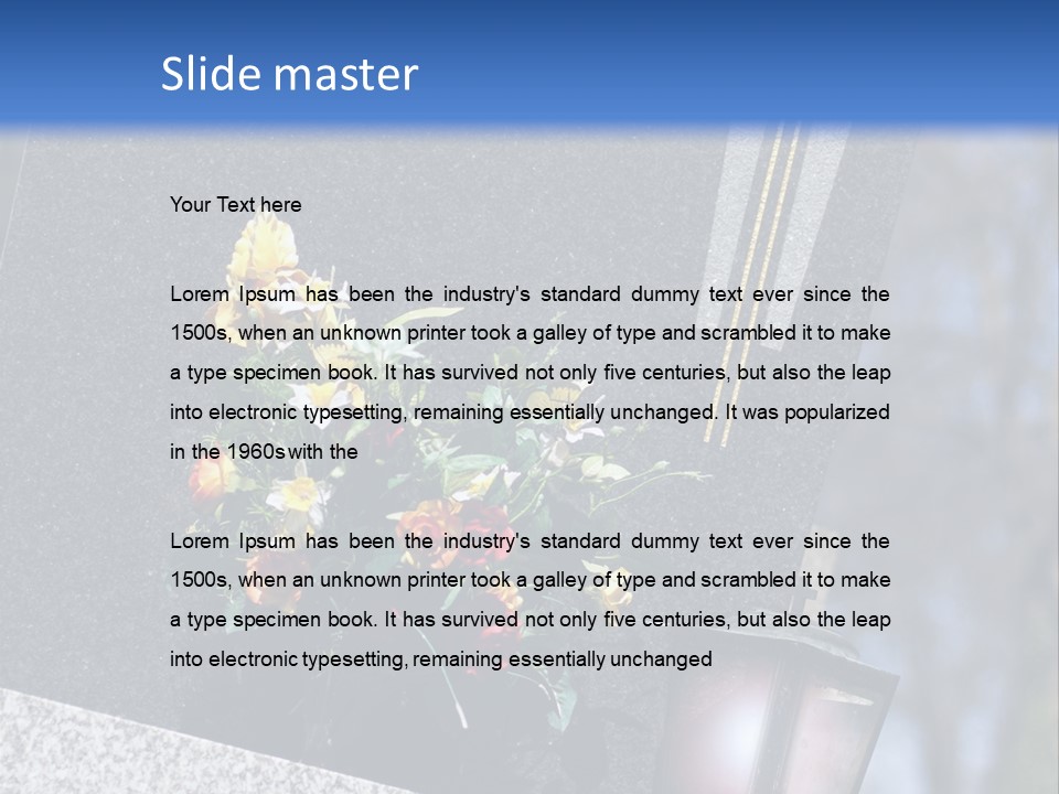 A Cemetery With Flowers And A Cross On It PowerPoint Template