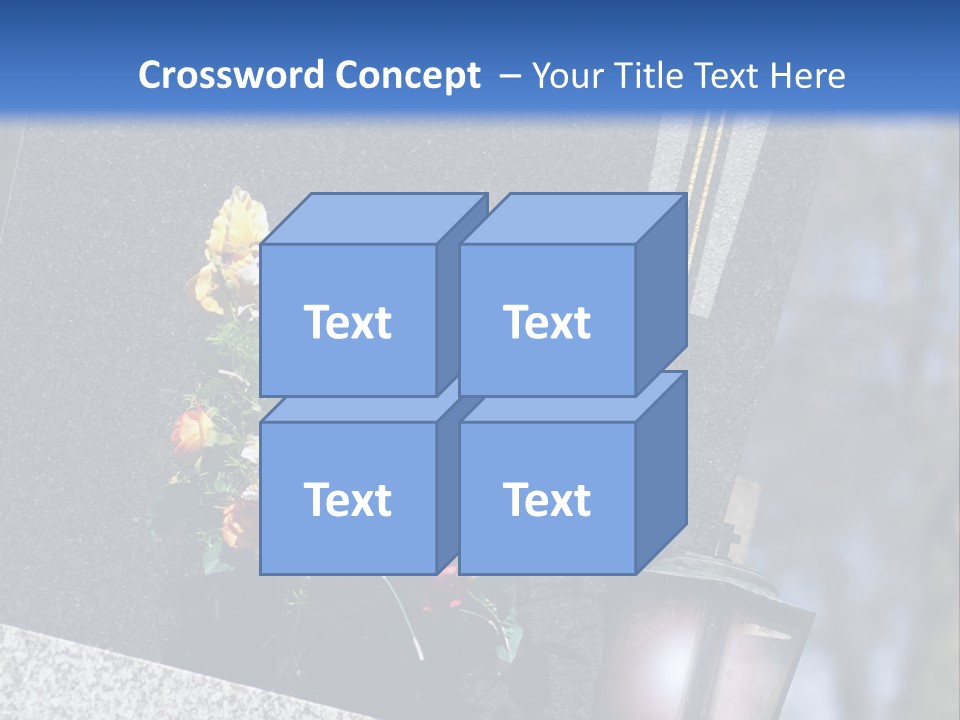 A Cemetery With Flowers And A Cross On It PowerPoint Template