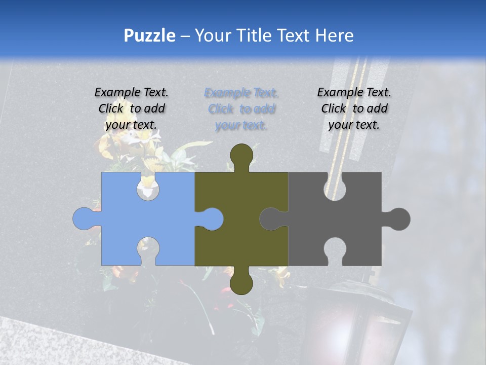 A Cemetery With Flowers And A Cross On It PowerPoint Template