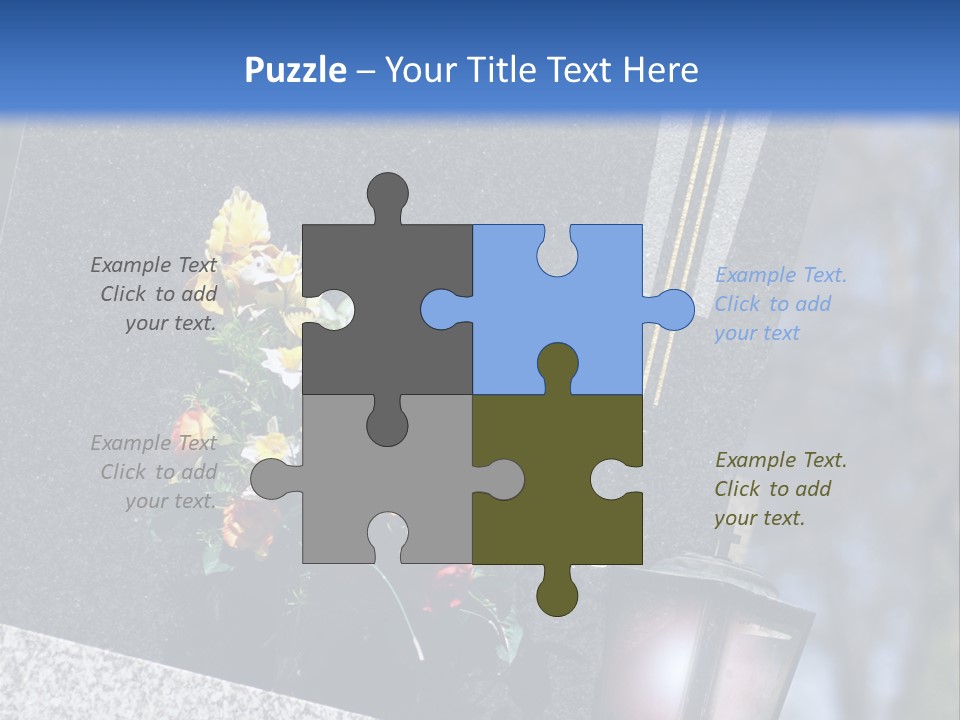 A Cemetery With Flowers And A Cross On It PowerPoint Template