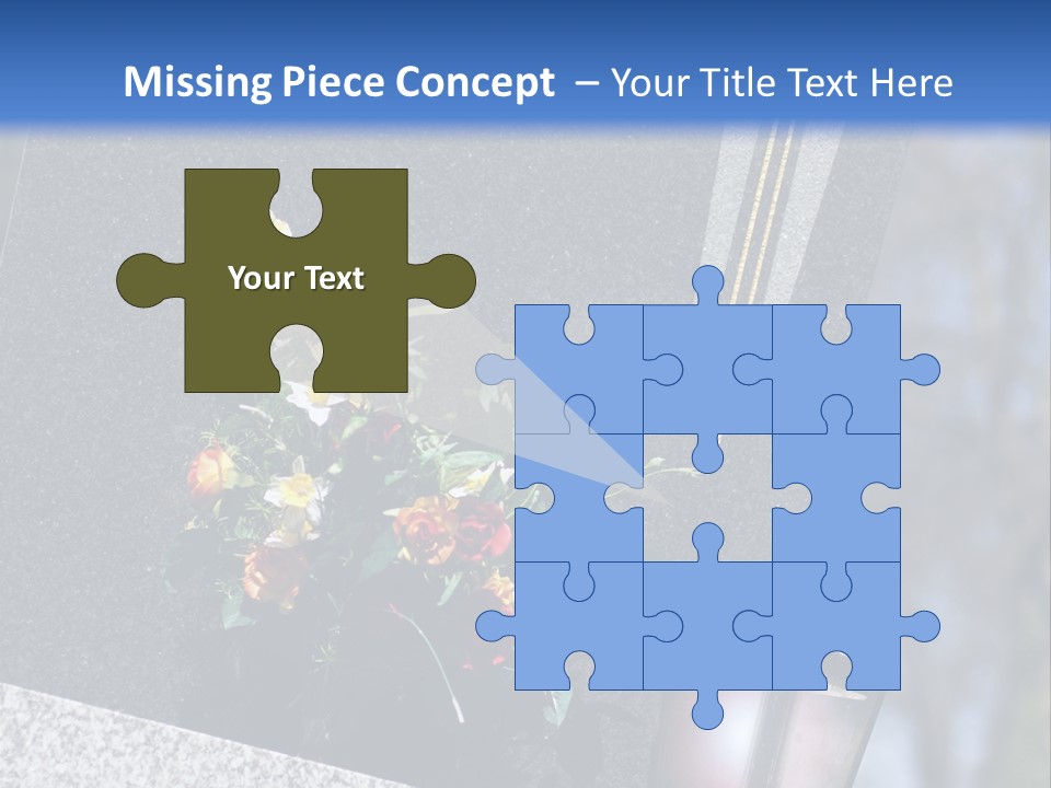 A Cemetery With Flowers And A Cross On It PowerPoint Template