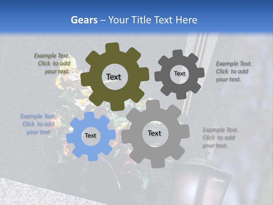 A Cemetery With Flowers And A Cross On It PowerPoint Template