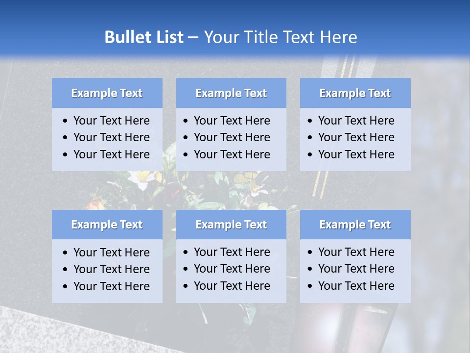 A Cemetery With Flowers And A Cross On It PowerPoint Template