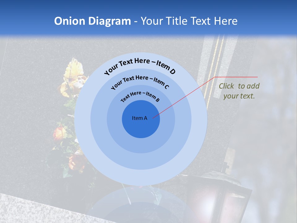 A Cemetery With Flowers And A Cross On It PowerPoint Template