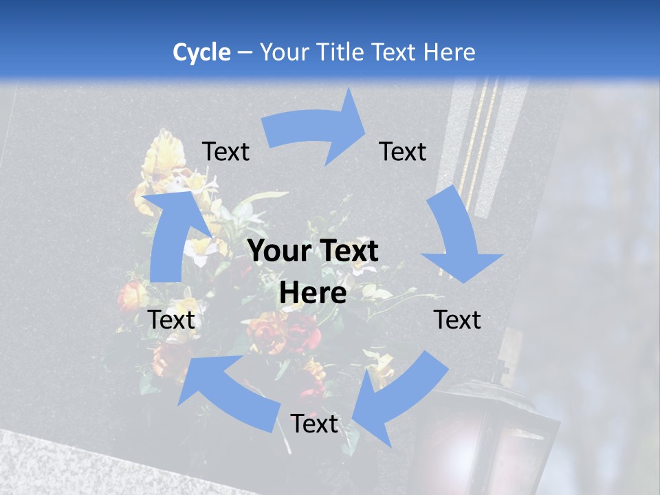A Cemetery With Flowers And A Cross On It PowerPoint Template