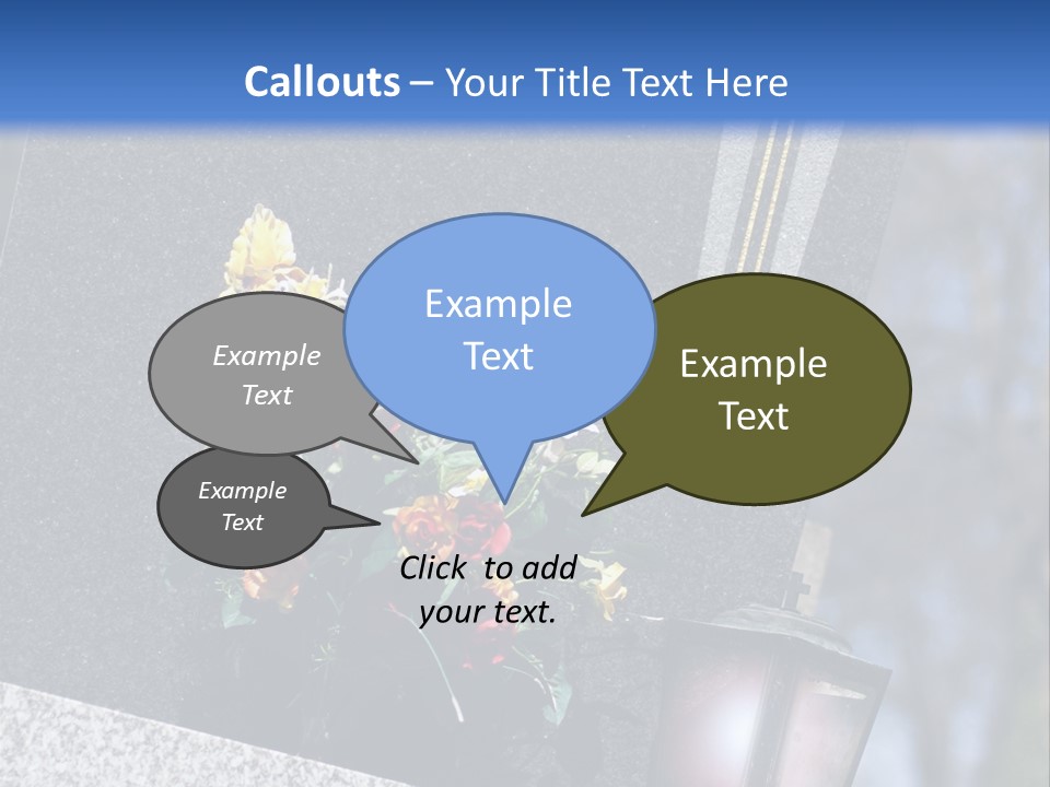 A Cemetery With Flowers And A Cross On It PowerPoint Template