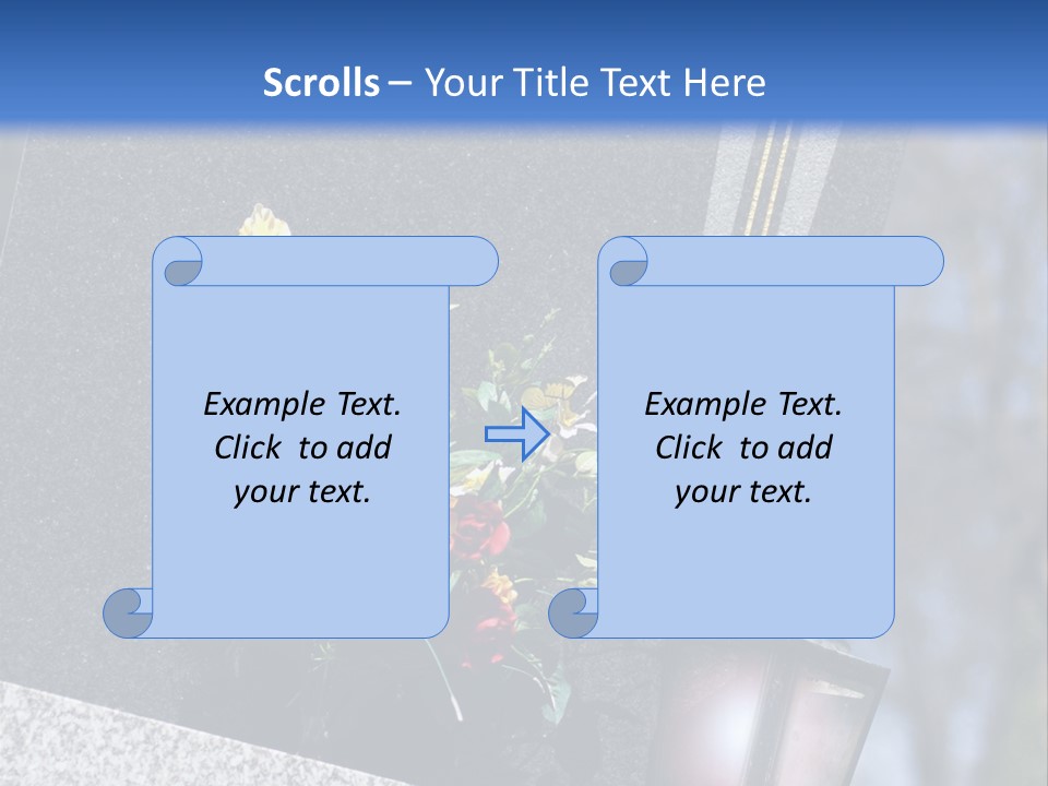 A Cemetery With Flowers And A Cross On It PowerPoint Template