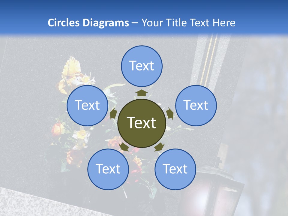 A Cemetery With Flowers And A Cross On It PowerPoint Template