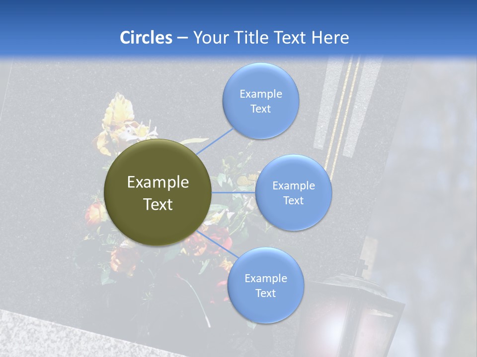 A Cemetery With Flowers And A Cross On It PowerPoint Template