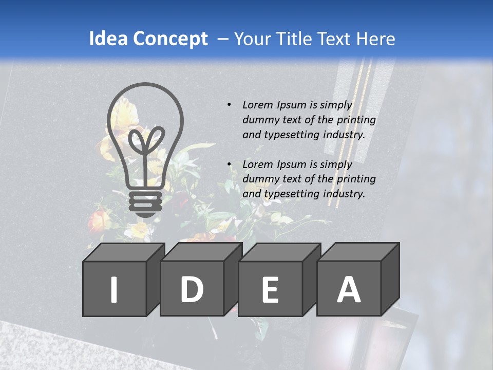 A Cemetery With Flowers And A Cross On It PowerPoint Template