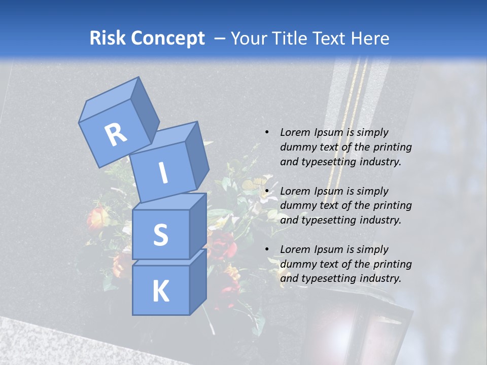 A Cemetery With Flowers And A Cross On It PowerPoint Template