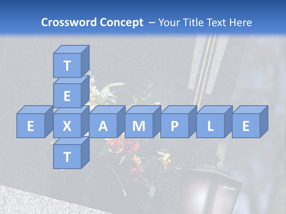 A Cemetery With Flowers And A Cross On It PowerPoint Template