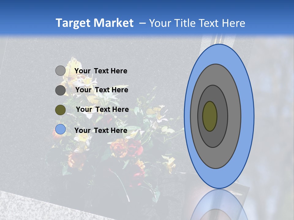 A Cemetery With Flowers And A Cross On It PowerPoint Template