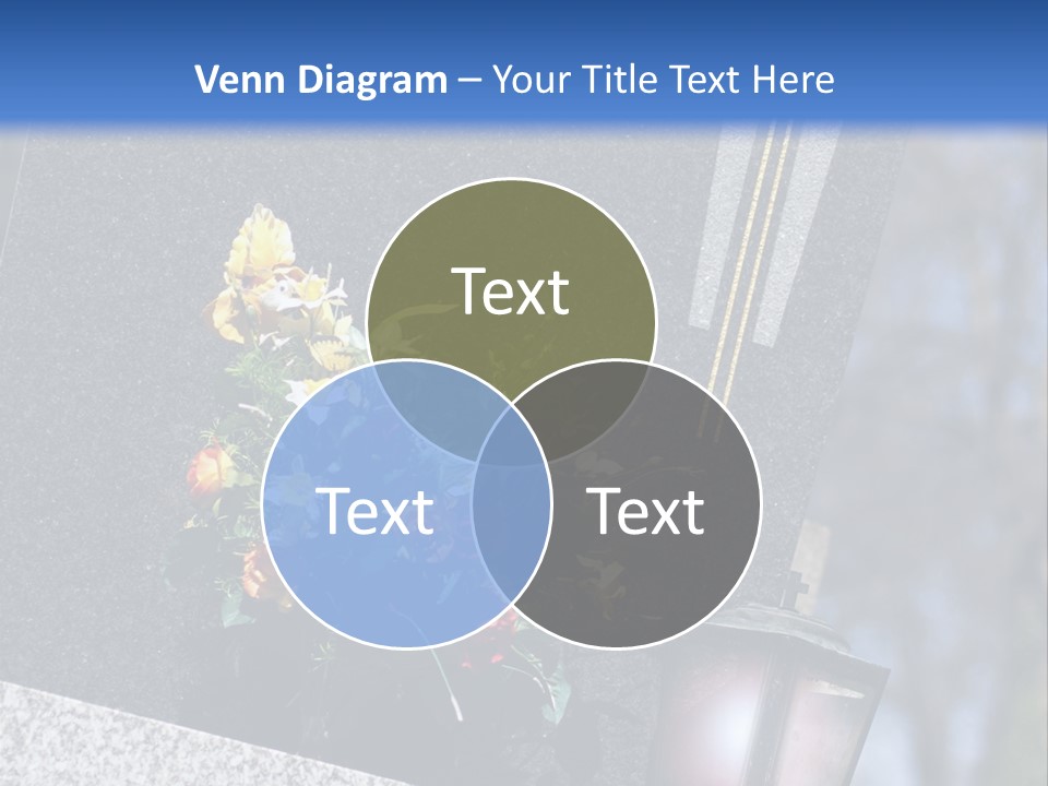 A Cemetery With Flowers And A Cross On It PowerPoint Template
