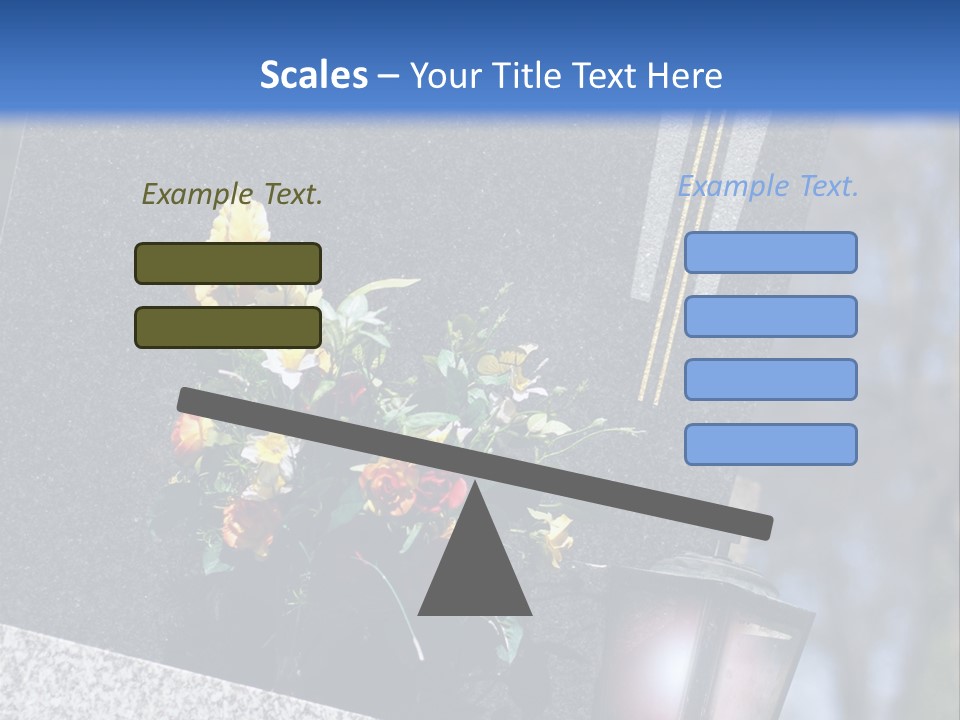 A Cemetery With Flowers And A Cross On It PowerPoint Template