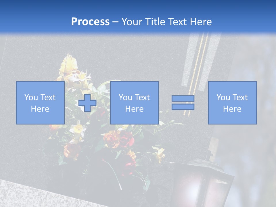 A Cemetery With Flowers And A Cross On It PowerPoint Template