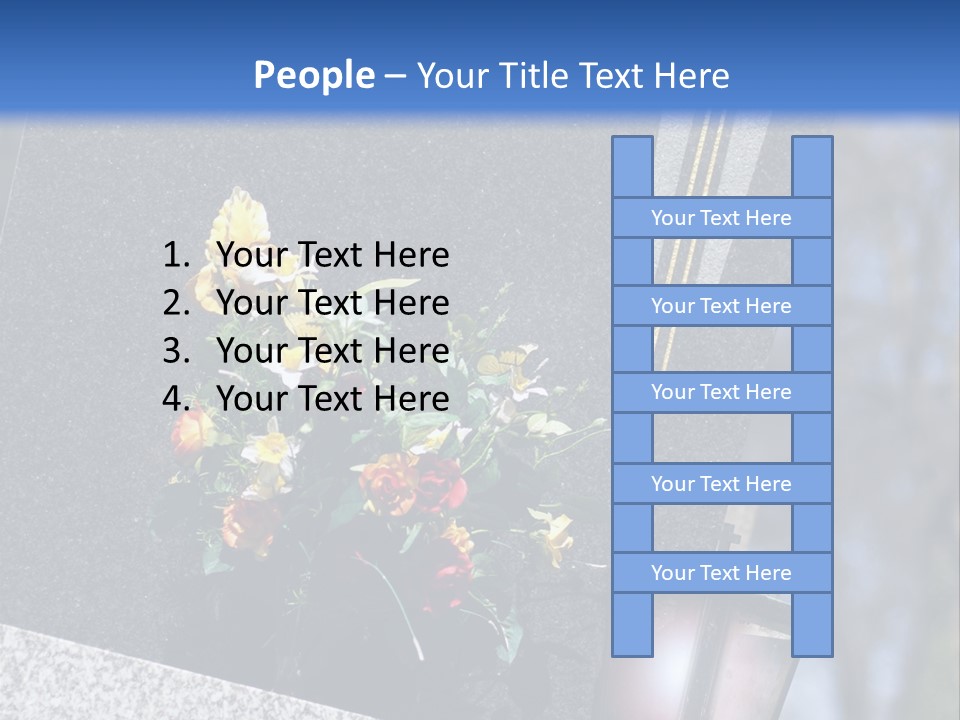 A Cemetery With Flowers And A Cross On It PowerPoint Template