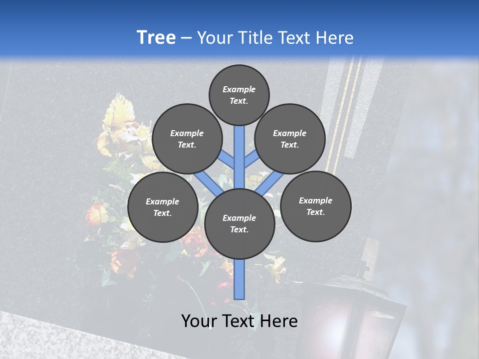 A Cemetery With Flowers And A Cross On It PowerPoint Template