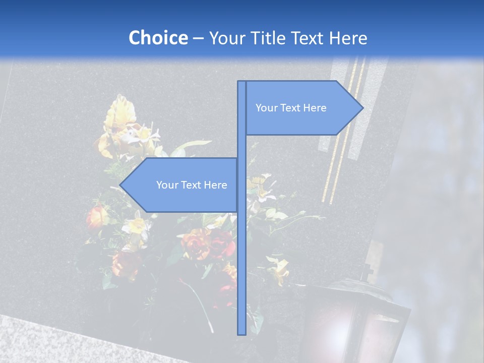 A Cemetery With Flowers And A Cross On It PowerPoint Template