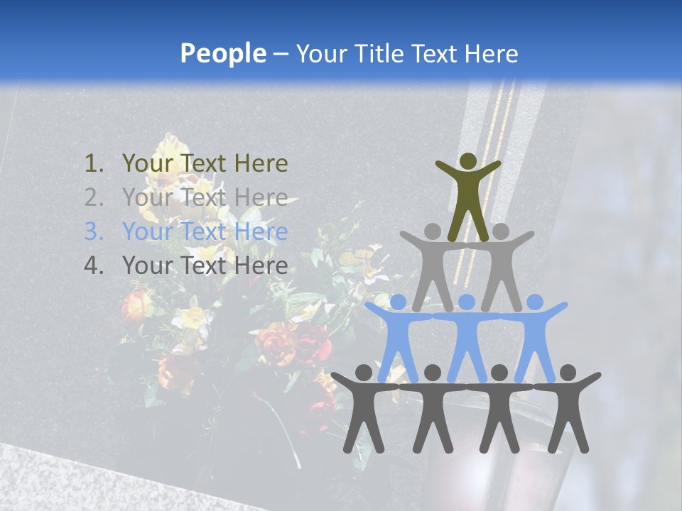 A Cemetery With Flowers And A Cross On It PowerPoint Template