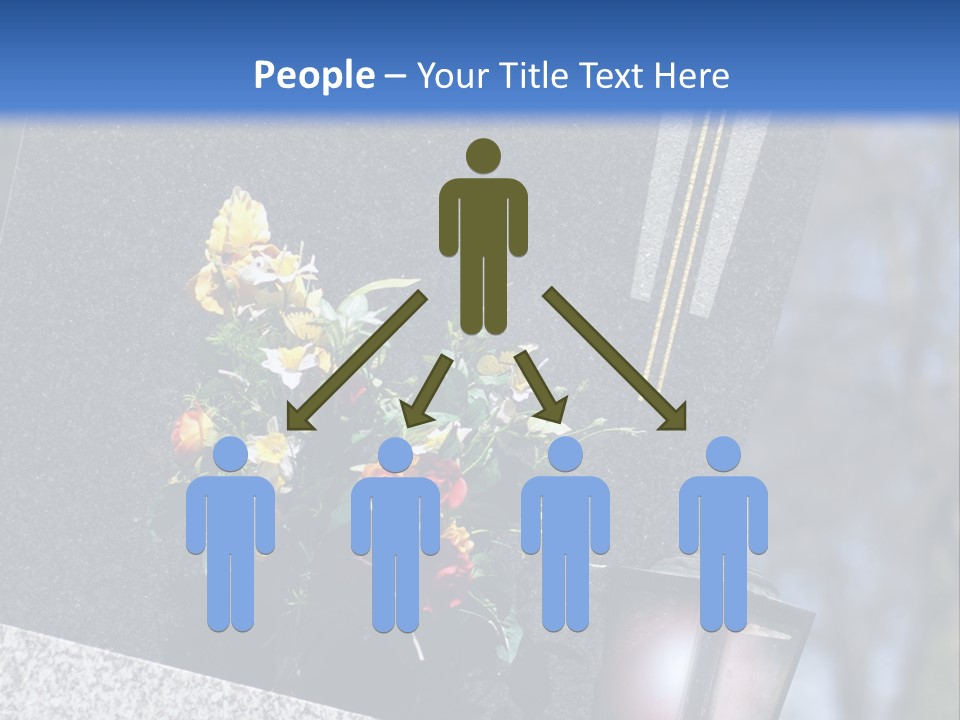 A Cemetery With Flowers And A Cross On It PowerPoint Template