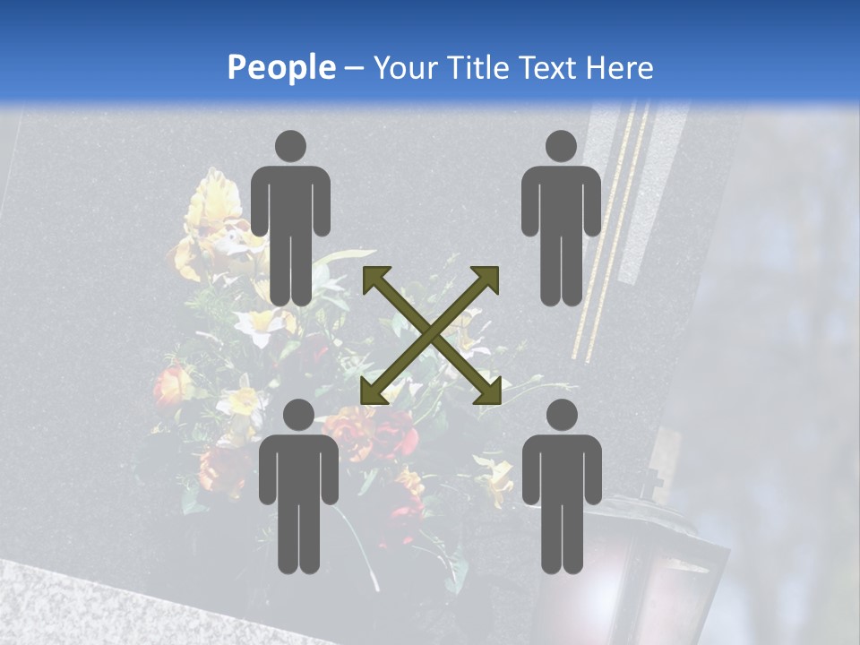 A Cemetery With Flowers And A Cross On It PowerPoint Template