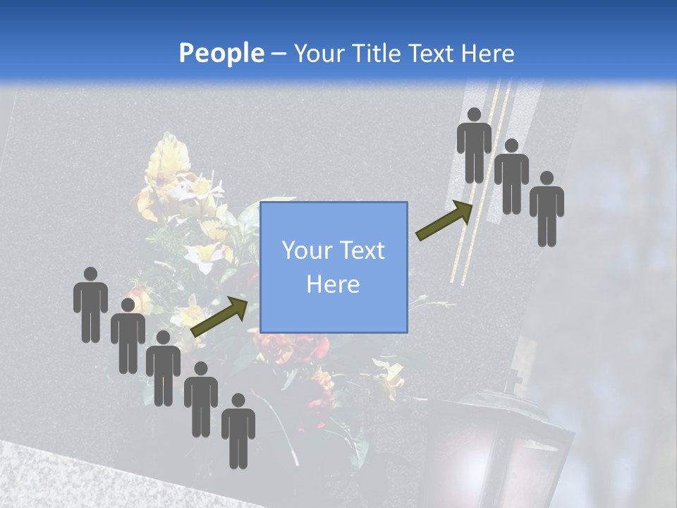 A Cemetery With Flowers And A Cross On It PowerPoint Template