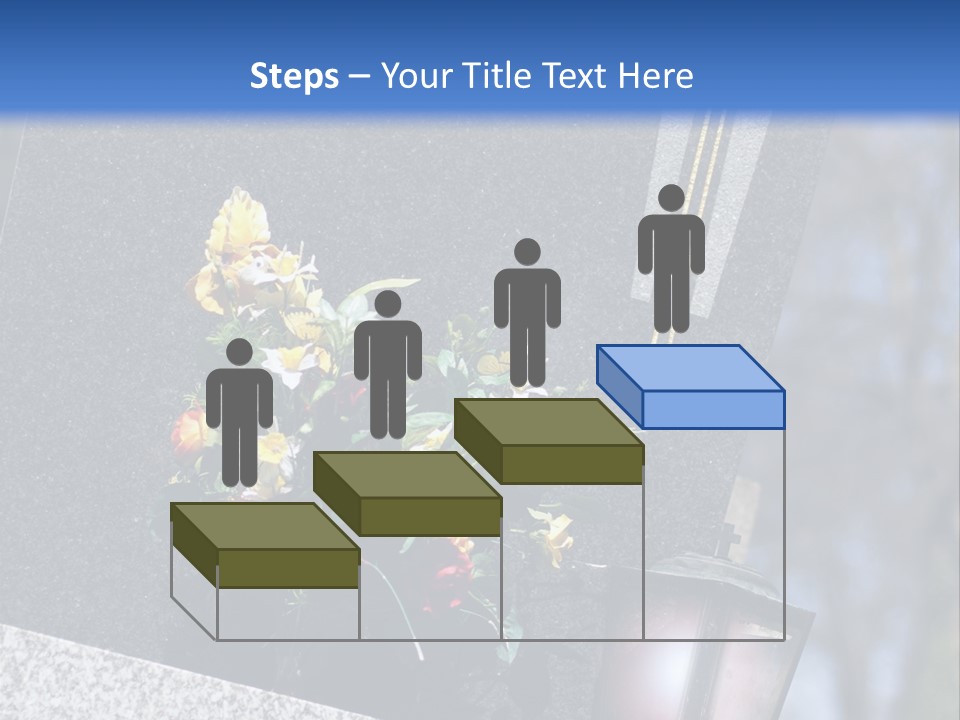 A Cemetery With Flowers And A Cross On It PowerPoint Template