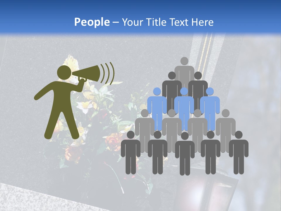 A Cemetery With Flowers And A Cross On It PowerPoint Template