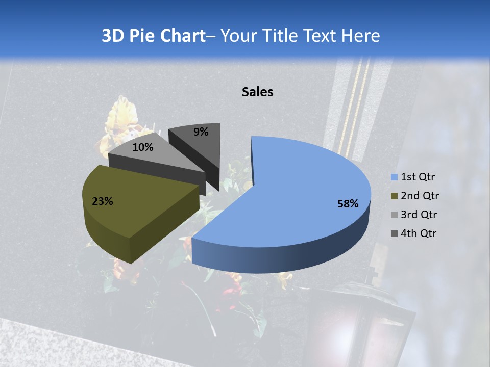 A Cemetery With Flowers And A Cross On It PowerPoint Template
