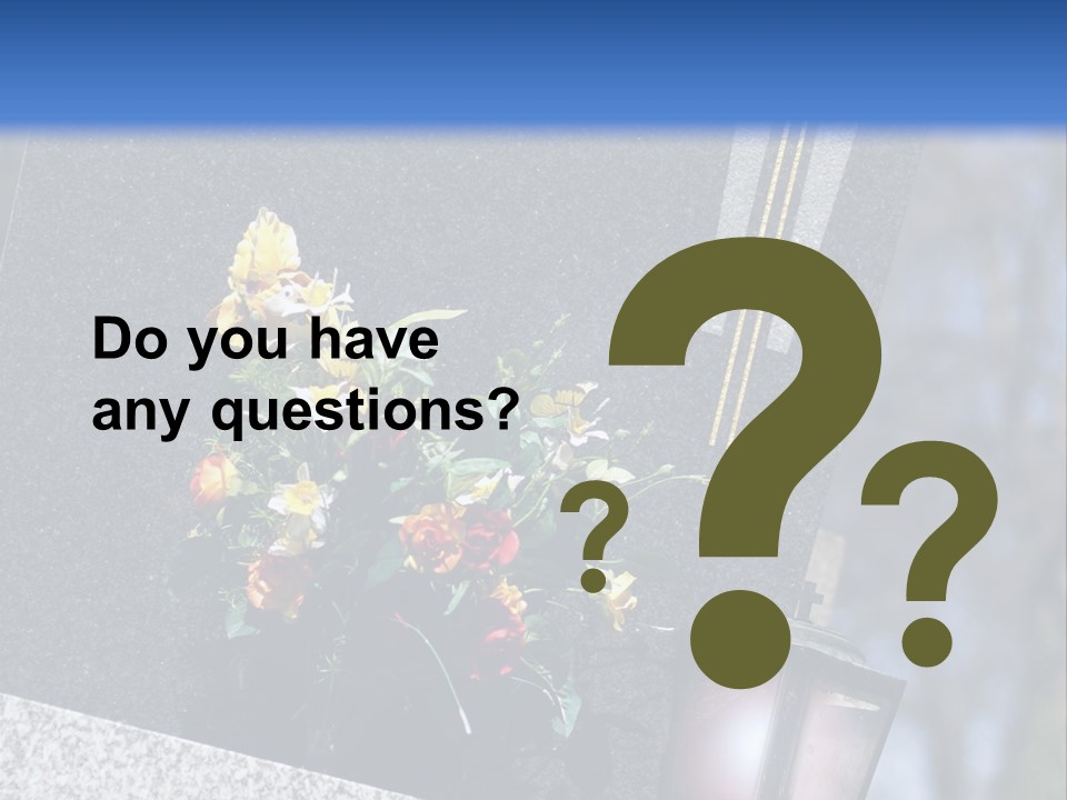 A Cemetery With Flowers And A Cross On It PowerPoint Template